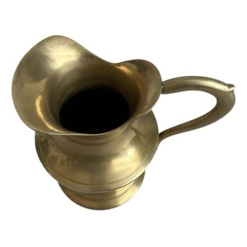 Antique Gold Solid Brass Pitcher Vintage Collectible Decor - Picture 3 of 6